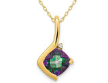 2.00 Carat (ctw) Mystic Fire Topaz Pendant Necklace in 14k Yellow Gold with Chain